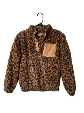 Juicy Couture Leopard Sherpa Pullover Jacket - Brown & Black